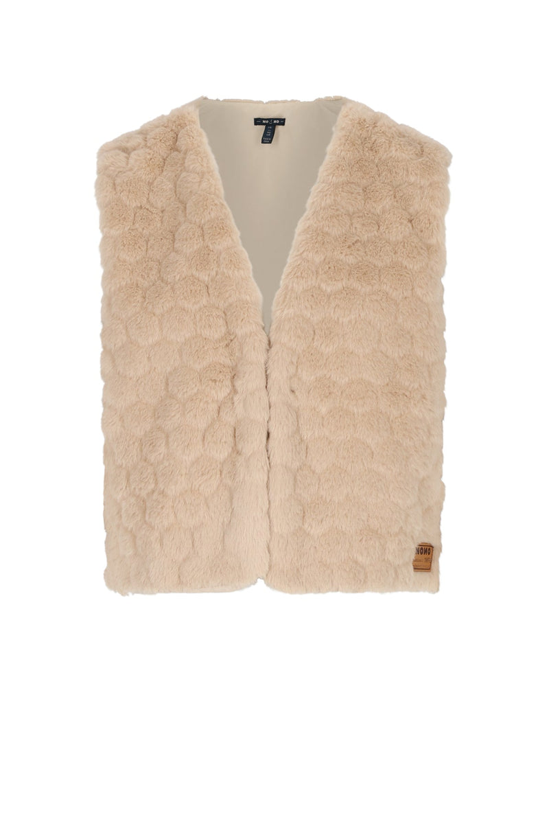 Meisjes Kath Fur Gilet van NoNo in de kleur Sand Blush in maat 134-140.