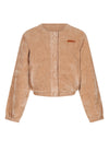Meisjes Door Stretch Velvet Indoor Jacket van NoNo in de kleur Taupe in maat 134-140.
