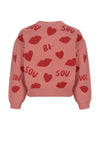 Meisjes Katie Jacquard BISOU Knitted Sweater van NoNo in de kleur Sunset Pink in maat 134-140.