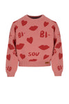 Meisjes Katie Jacquard BISOU Knitted Sweater van NoNo in de kleur Sunset Pink in maat 134-140.