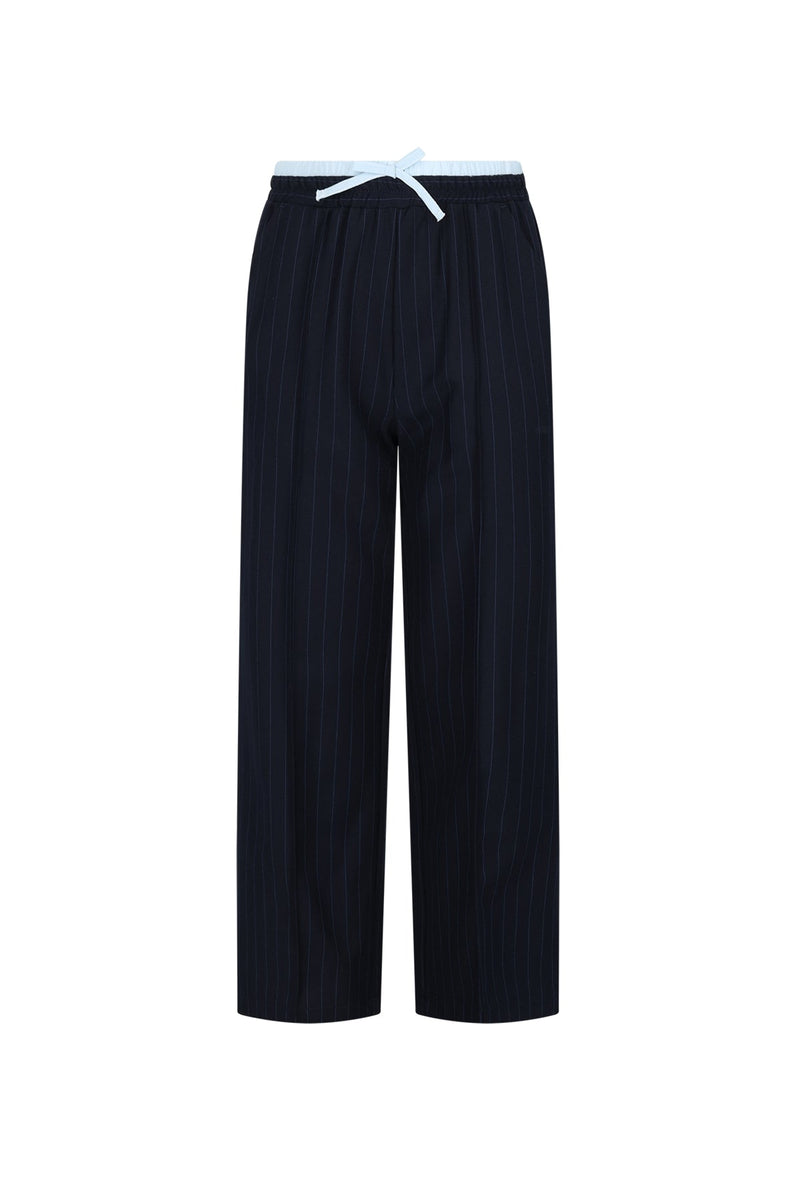 Meisjes Sarah Pinstripe Pants with contrast waistband van NoNo in de kleur Navy Blazer in maat 134-140.