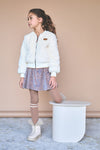 Meisjes Nacey Flared Velvet AOP skirt van NoNo in de kleur Taupe in maat 134-140.