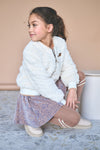 Meisjes Nacey Flared Velvet AOP skirt van NoNo in de kleur Taupe in maat 134-140.