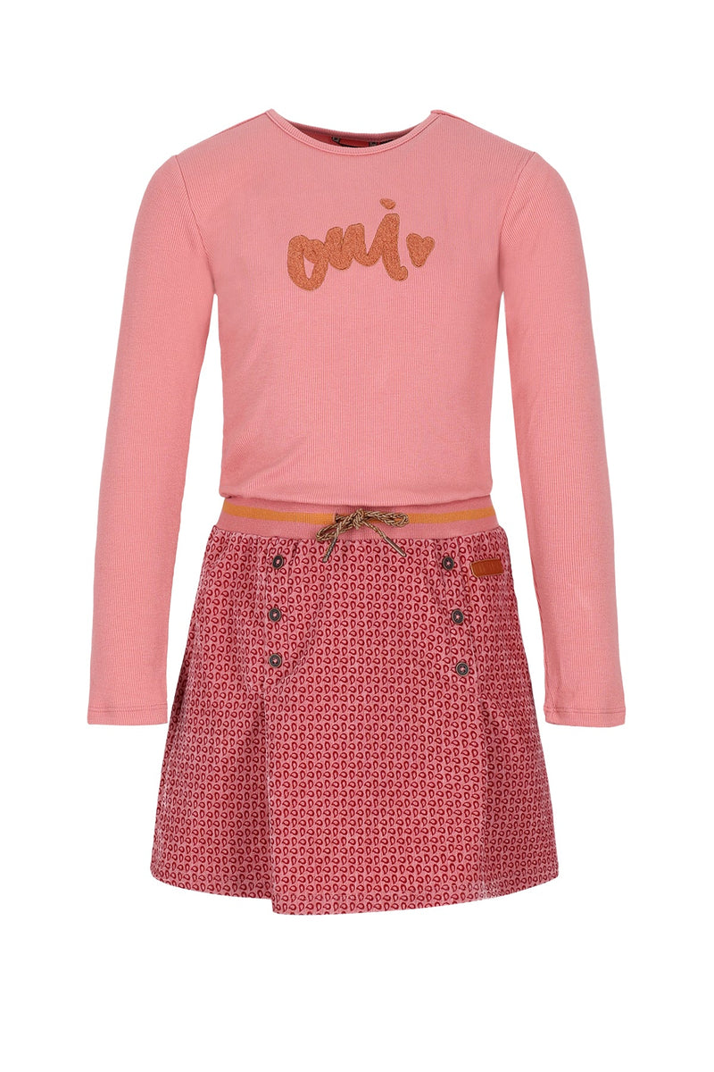 Meisjes Moss Combi Dress with OUI embro van NoNo in de kleur Sunset Pink in maat 134-140.