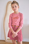 Meisjes Moss Combi Dress with OUI embro van NoNo in de kleur Sunset Pink in maat 134-140.