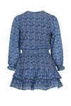 Meisjes Miggy Japanse Flower AOP Dress van NoNo in de kleur Intense Blue in maat 134-140.