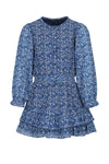 Meisjes Miggy Japanse Flower AOP Dress van NoNo in de kleur Intense Blue in maat 134-140.