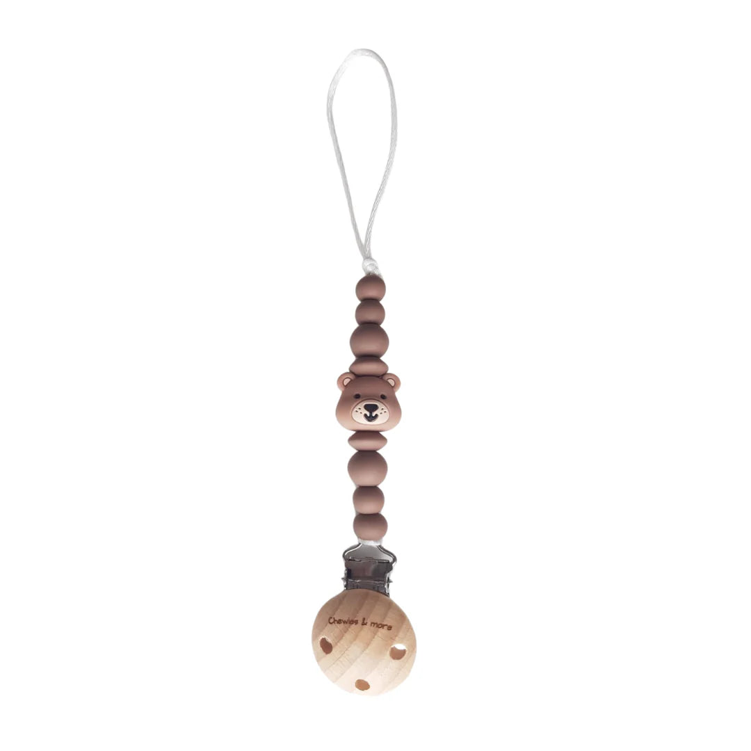 Chewies Newborn Clip Silicone Beads - Bear Brown