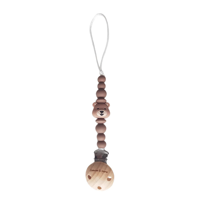 Chewies Newborn Clip Silicone Beads - Bear Brown