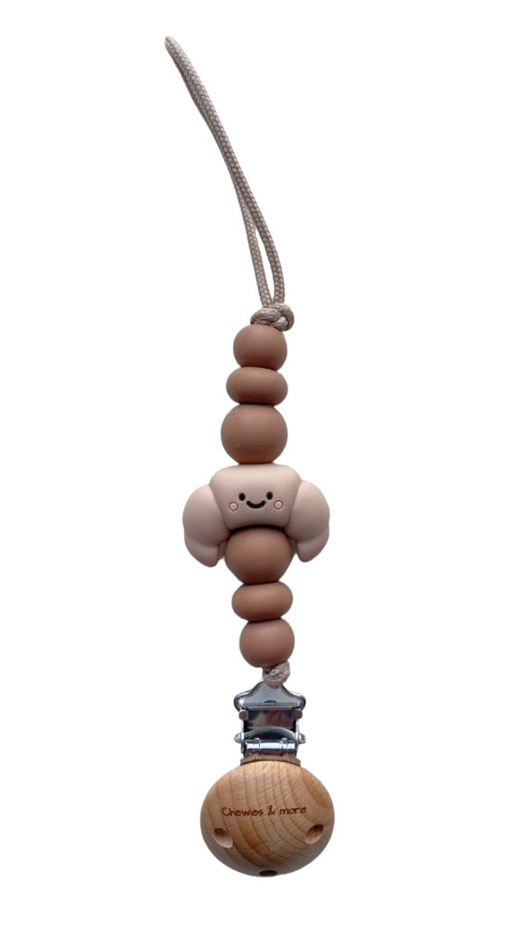 Chewies Newborn Clip Silicone Beads - Croissant Latte