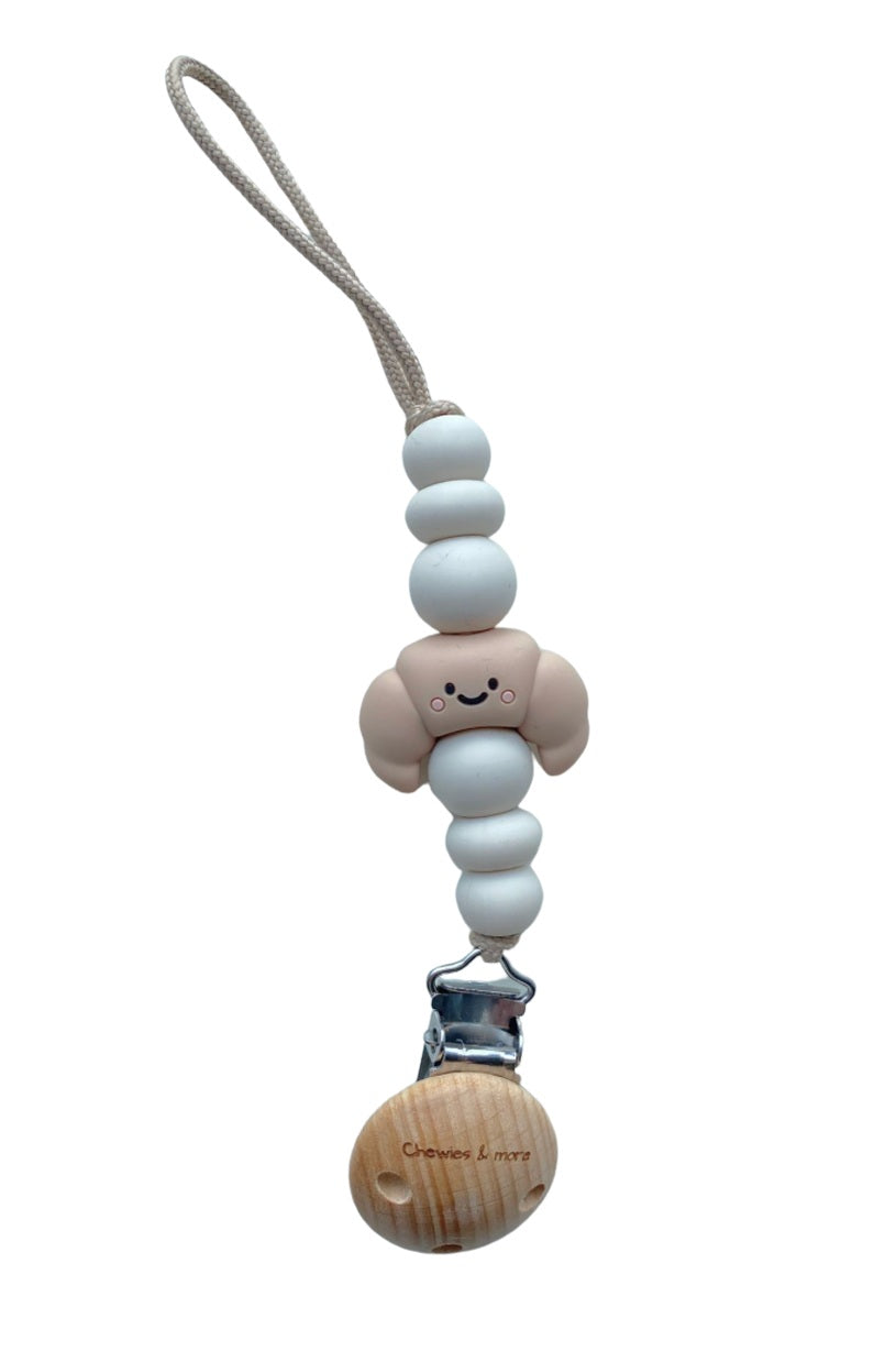 Chewies Newborn Clip Silicone Beads - Croissant Linnen