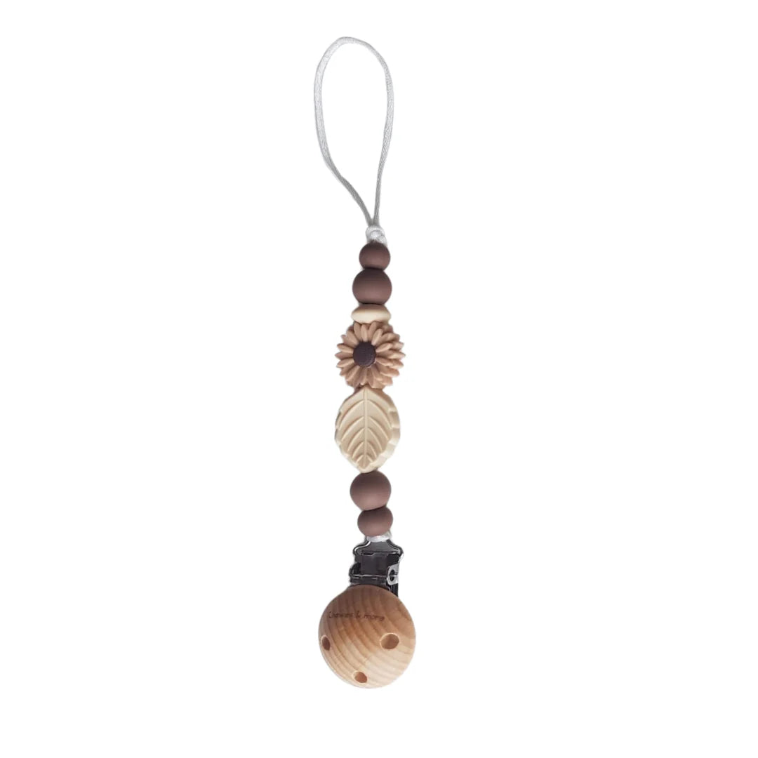 Chewies Newborn Clip Silicone Beads - Daisy Brown