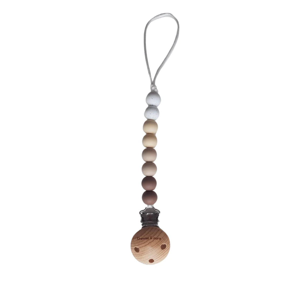 Chewies Newborn Clip Silicone Beads - Ombre Brown
