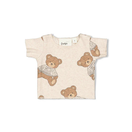Unisexs Teddy Bear - Knuffelshirt van Feetje in de kleur Offwhite melange in maat 1.