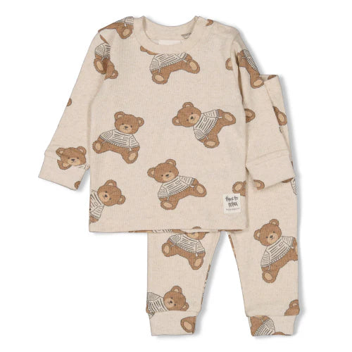 Unisexs Teddy Bear - Premium Sleepwear by Feetje van Feetje in de kleur Offwhite melange in maat 86.