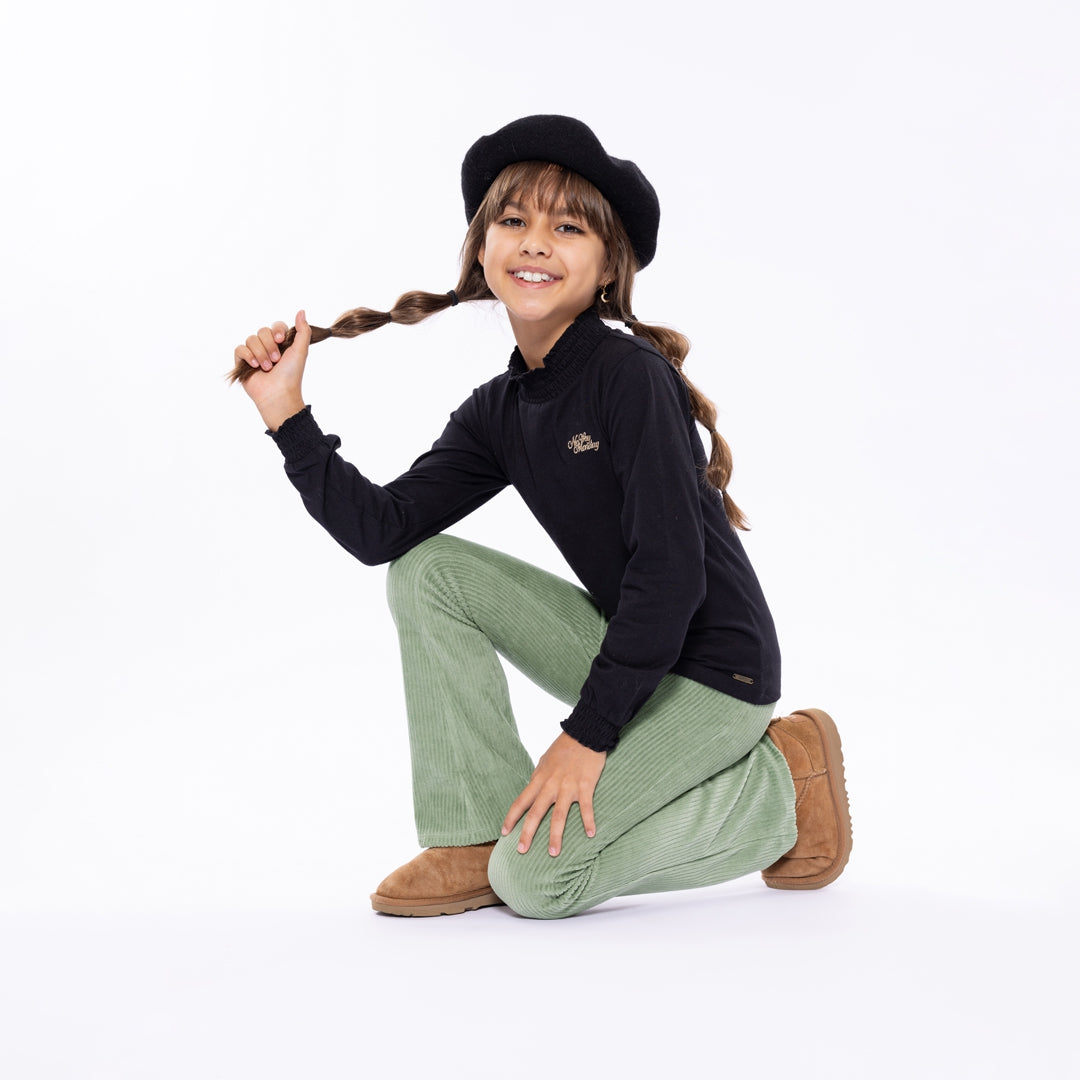 Meisjes T-shirt ls van No Way Monday in de kleur Black in maat 164.