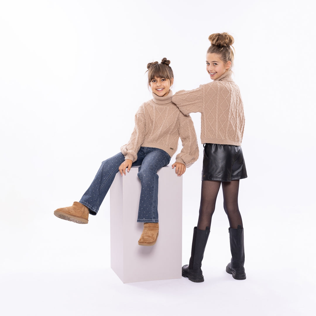 Meisjes Sweater van No Way Monday in de kleur Taupe in maat 164.