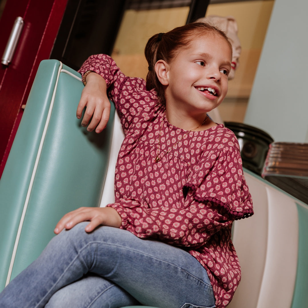 Meisjes Blouse ls van No Way Monday in de kleur Burgundy in maat 164.