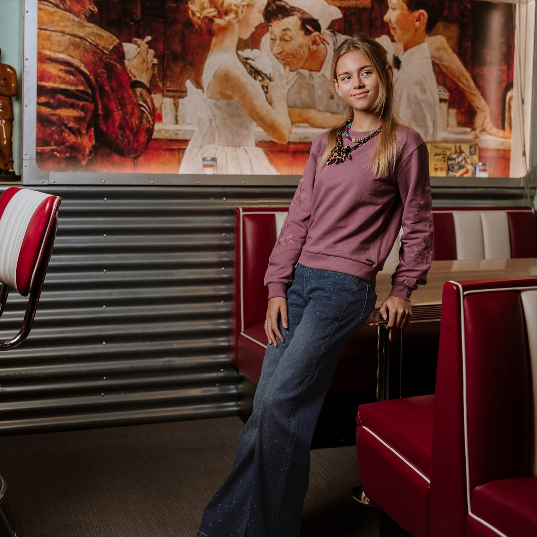 Meisjes Sweater van No Way Monday in de kleur Burgundy in maat 164.