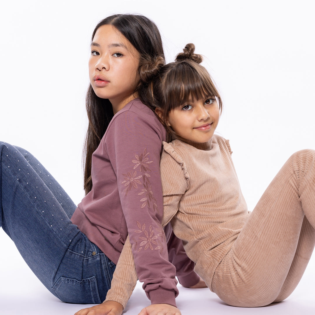 Meisjes Trousers flared van No Way Monday in de kleur Taupe in maat 164.