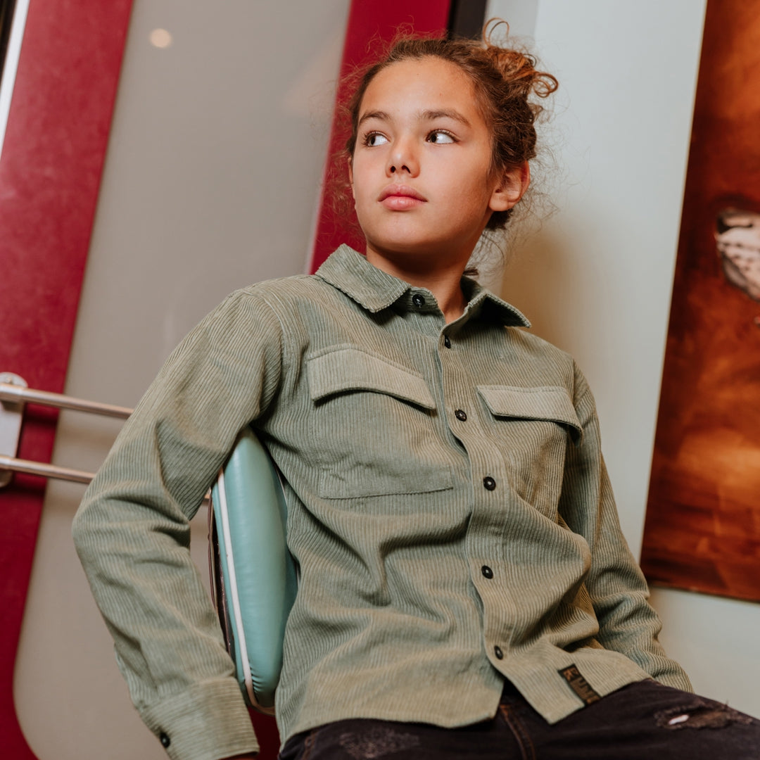 Jongens Shirt ls van No Way Monday in de kleur Faded green in maat 164.