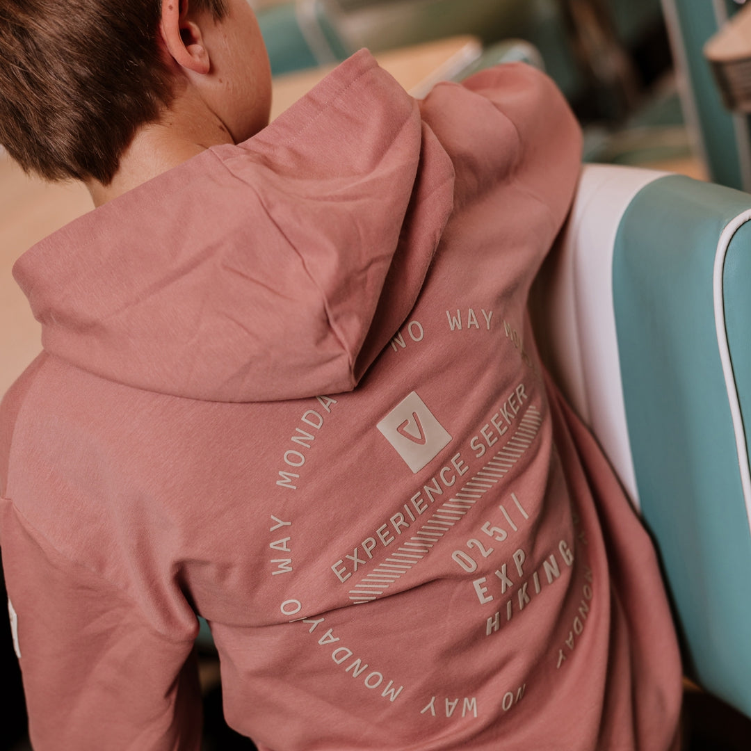 Jongens Sweater with hood dropped shoulder van No Way Monday in de kleur Faded red in maat 164.