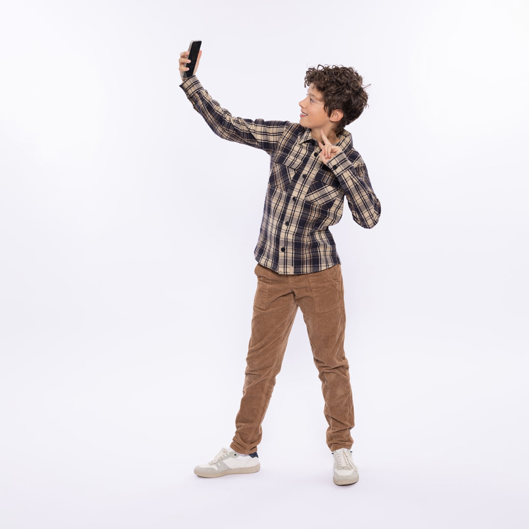 Jongens Shirt ls van No Way Monday in de kleur Anthracite in maat 164.