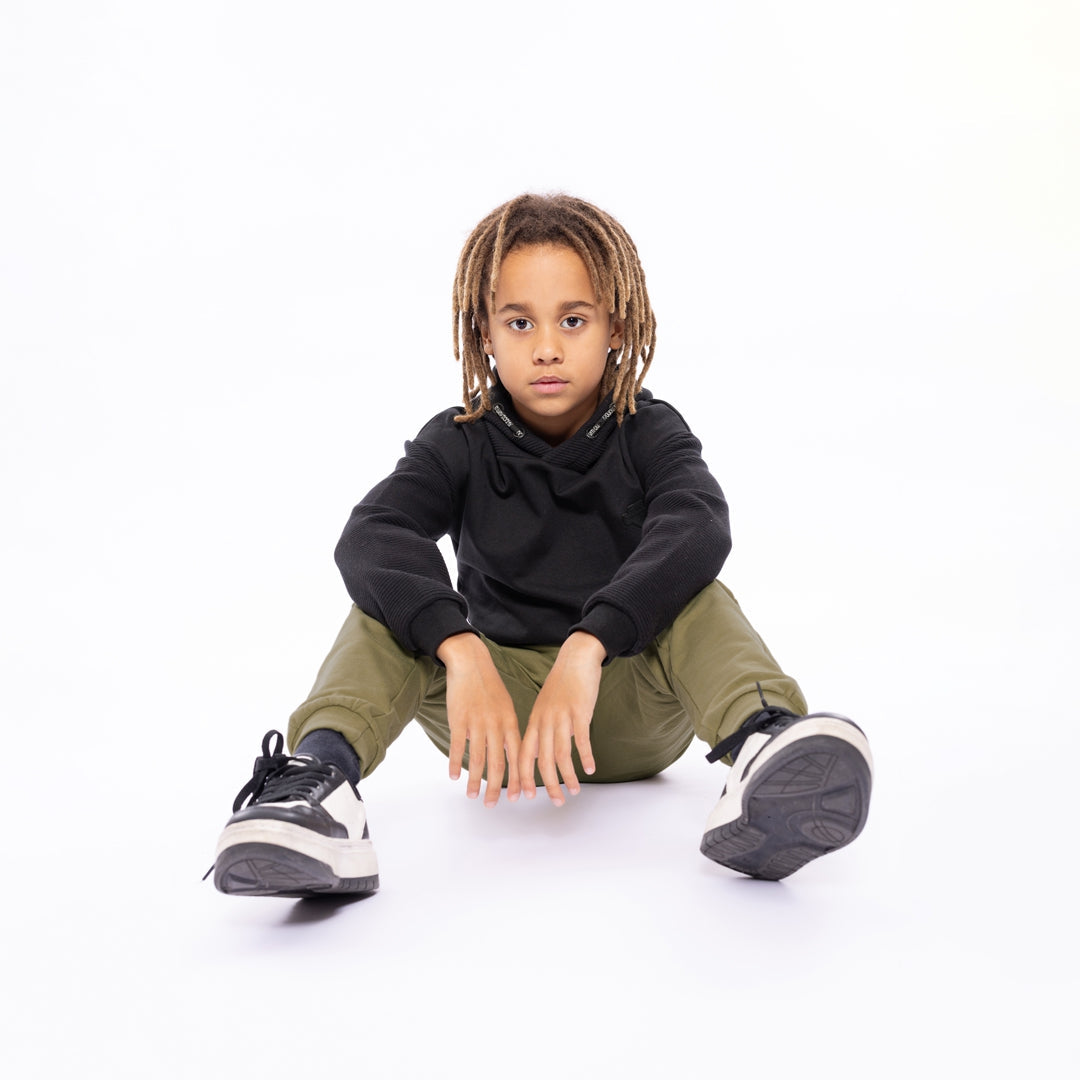 Jongens Sweater with hood dropped shoulder van No Way Monday in de kleur Black in maat 164.