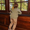Jongens Sweater with collar van Koko Noko in de kleur Dusty green in maat 128.