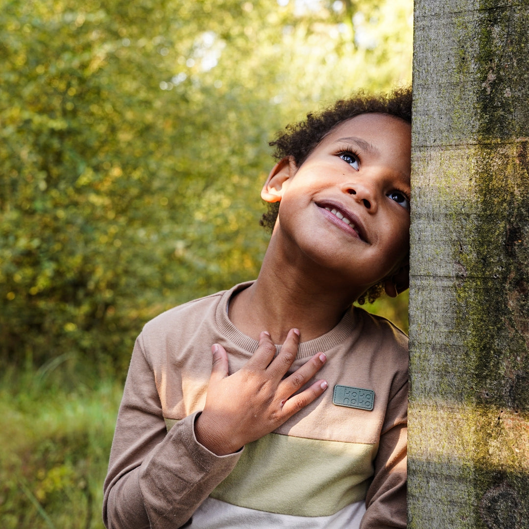 Jongens T-shirt ls van Koko Noko in de kleur Dark sand in maat 128.