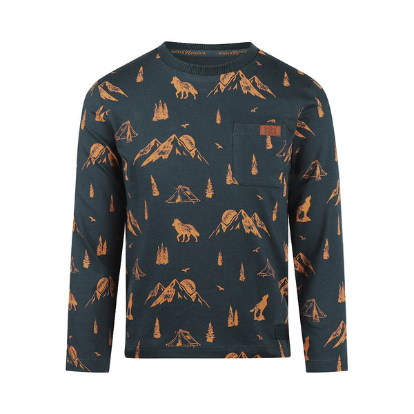 Jongens T-shirt ls van Koko Noko in de kleur Steel blue in maat 128.