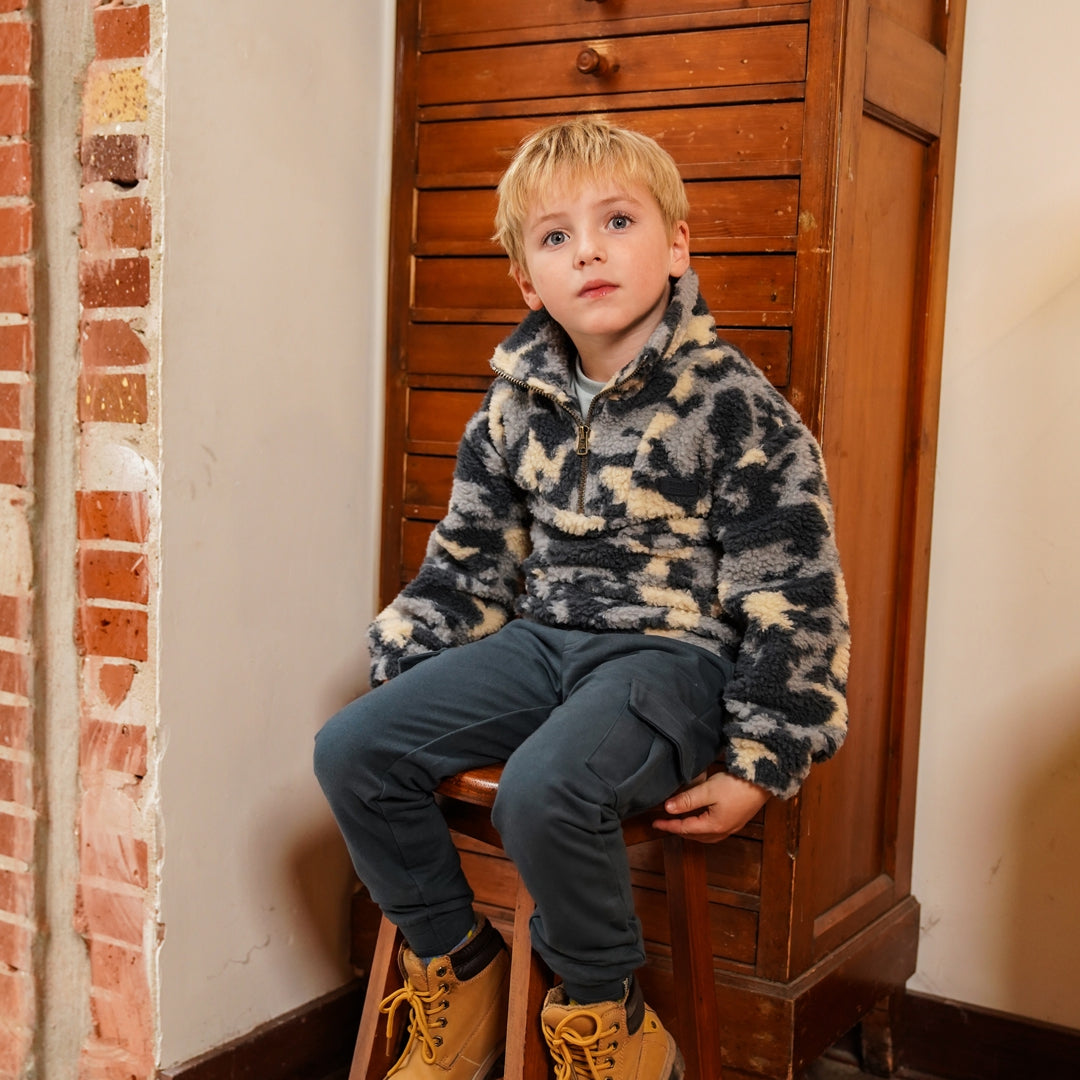 Jongens Jogging trousers cargo van Koko Noko in de kleur Steel blue in maat 128.