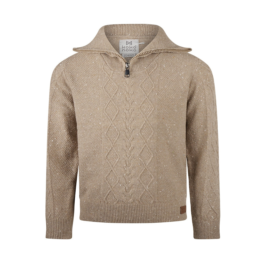 Jongens Sweater with collar van Koko Noko in de kleur Taupe in maat 128.