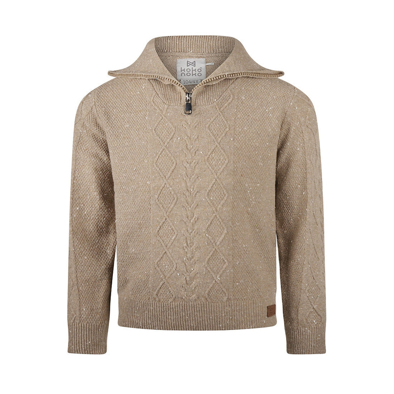 Jongens Sweater with collar van Koko Noko in de kleur Taupe in maat 128.