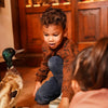 Jongens Sweater dropped shoulder with crewneck van Koko Noko in de kleur Brown in maat 128.