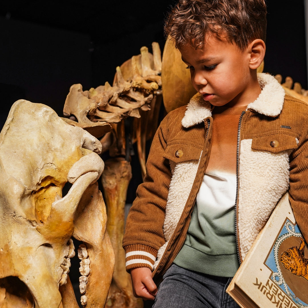 Jongens Jacket van Koko Noko in de kleur Dark brown in maat 128.