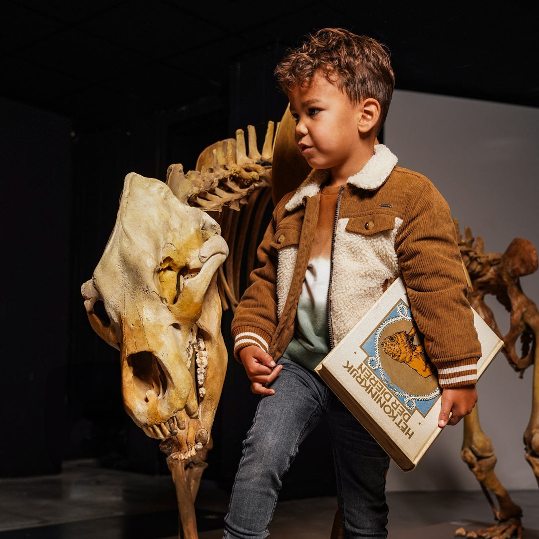 Jongens Jacket van Koko Noko in de kleur Dark brown in maat 128.