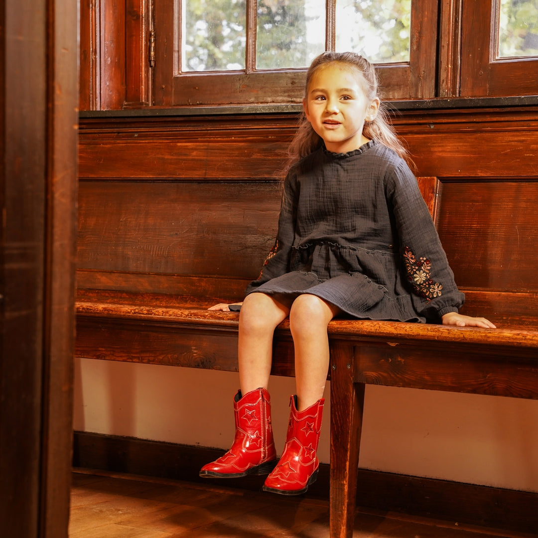 Meisjes Dress ls van Koko Noko in de kleur Faded black in maat 128.