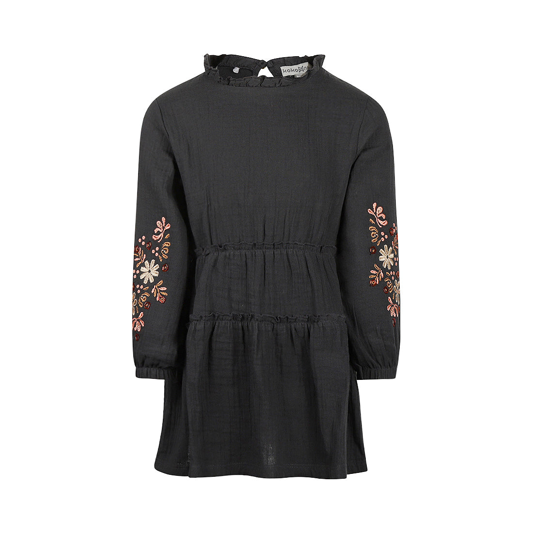 Meisjes Dress ls van Koko Noko in de kleur Faded black in maat 128.