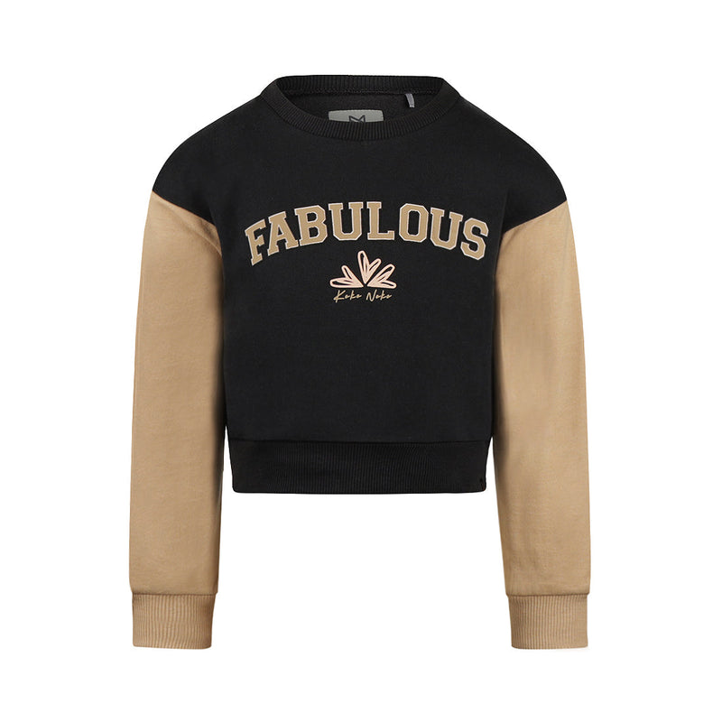 Meisjes Sweater loose fit cropped van Koko Noko in de kleur Faded black in maat 128.