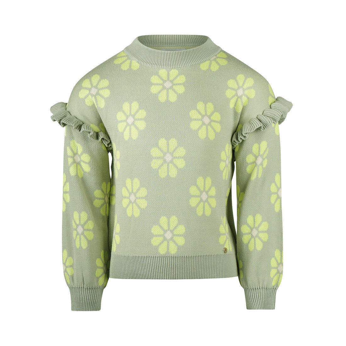 Meisjes Sweater dropped shoulder van Koko Noko in de kleur Faded green in maat 128.