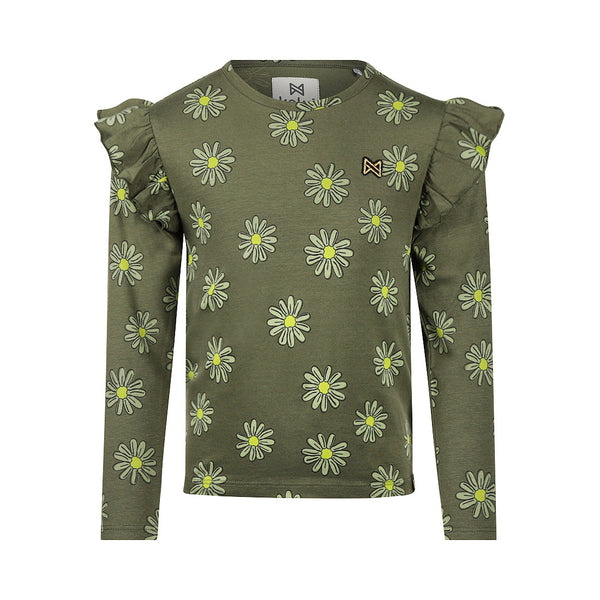 Meisjes T-shirt ls van Koko Noko in de kleur Army green in maat 128.