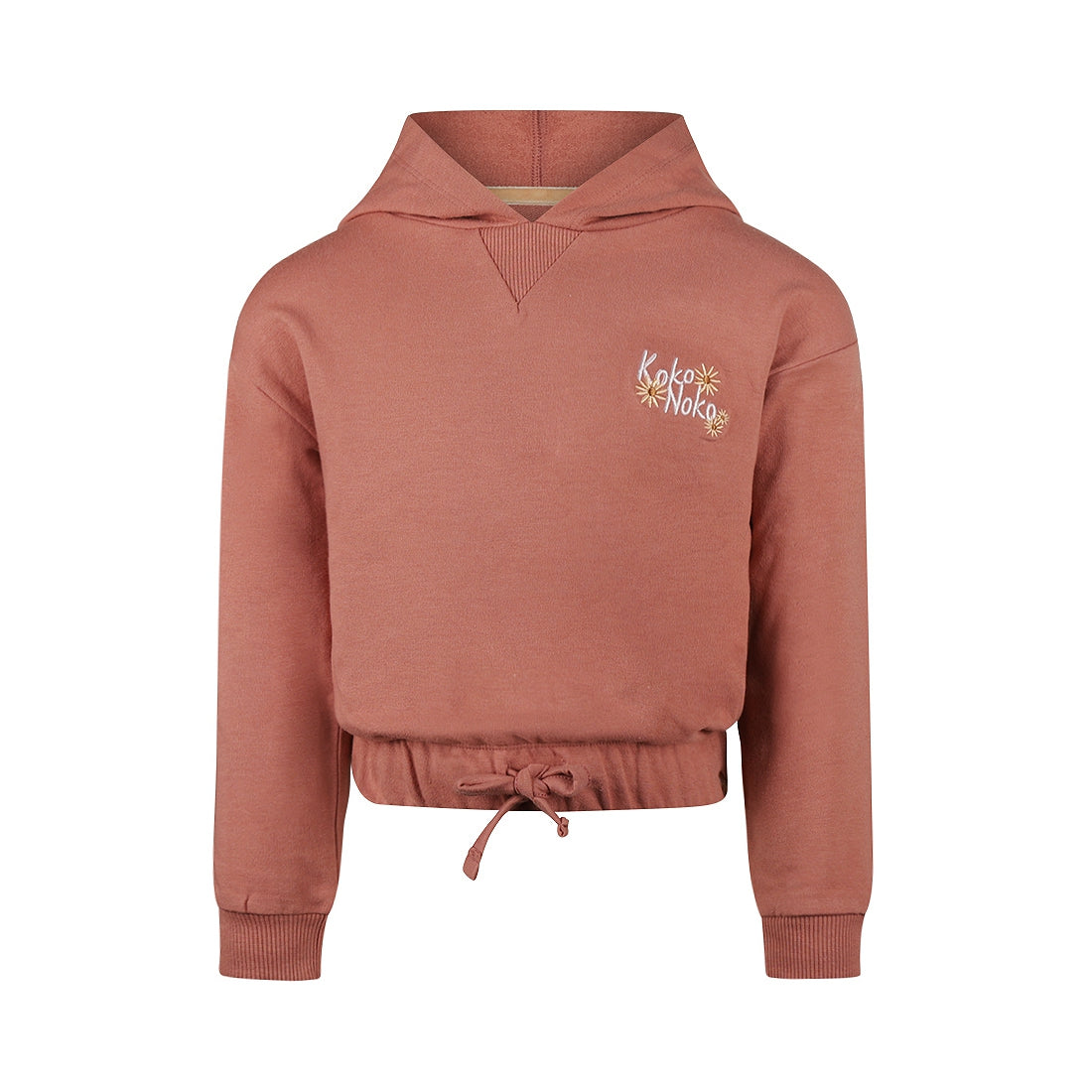 Meisjes Sweater dropped shoulder with hood van  in de kleur  Dark old pink in maat 128.