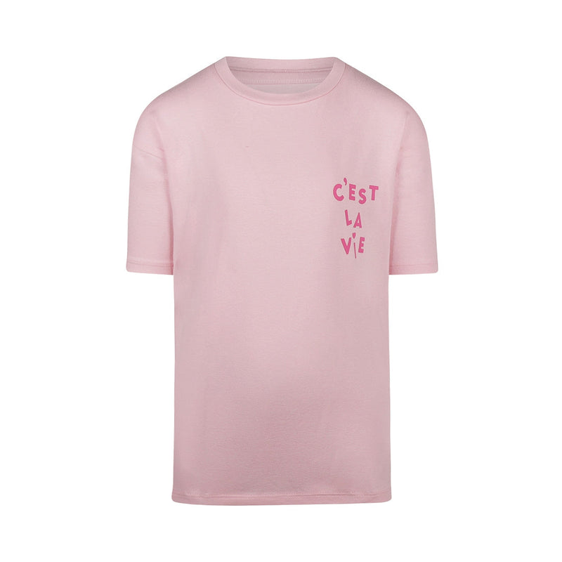 Meisjes T-shirt ss dropped shoulder van No Way Monday in de kleur Light pink in maat 164.
