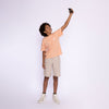 Jongens T-shirt ss loose fit dropped shoulder van No Way Monday in de kleur Soft orange in maat 164.