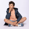 Jongens Jacket with hood water repellent van No Way Monday in de kleur Steel blue in maat 164.