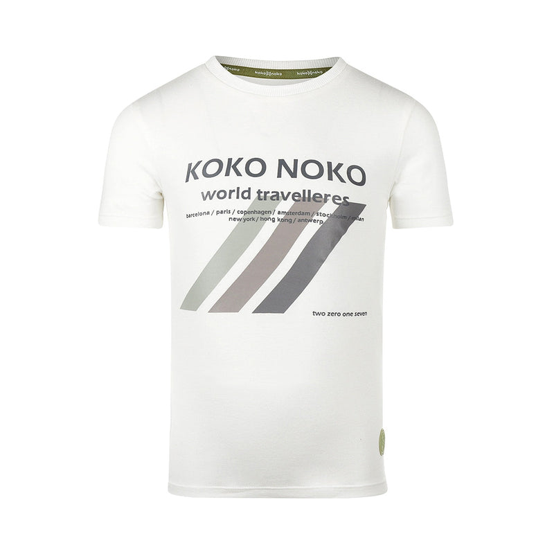Jongens T-shirt ss van Koko Noko in de kleur  Off white in maat 128.