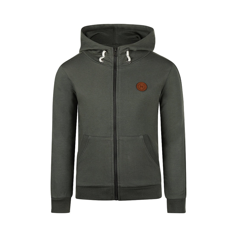 Jongens Cardigan with hood van Koko Noko in de kleur Faded green in maat 128.