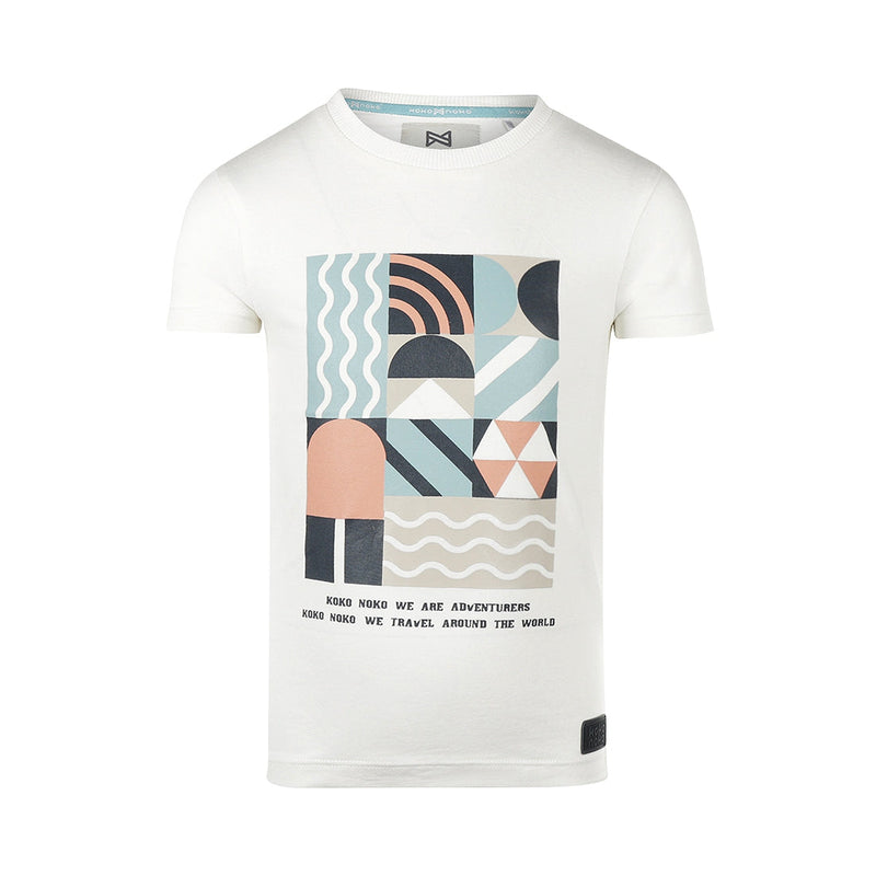 Jongens T-shirt ss van Koko Noko in de kleur  Off white in maat 128.
