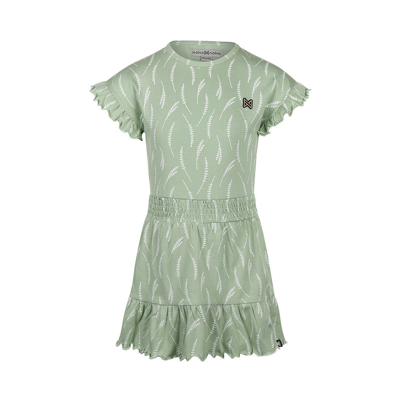 Meisjes Dress ss van Koko Noko in de kleur Light faded green in maat 128.